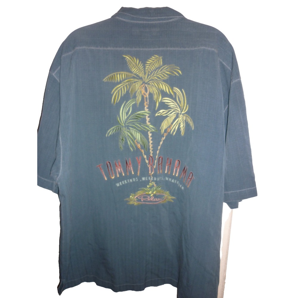 Tommy Bahama Silk Aloha Shirt‎ Mens XL Tropical Palm Trees Relax Vacation